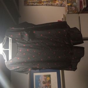 Torrid size 3 see thru blouse button down back lady bug print